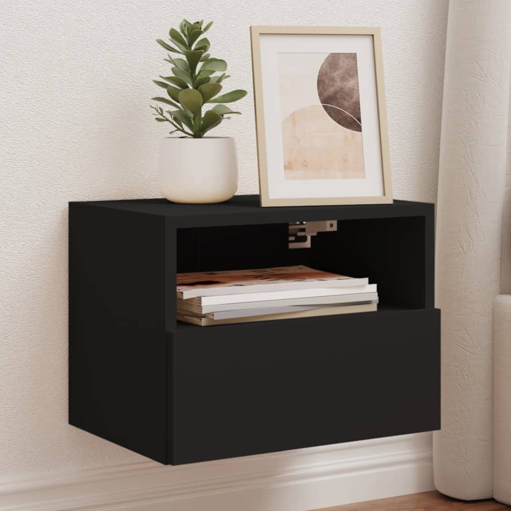 væghængte tv-borde 2 stk. 40x30x30 cm konstrueret træ sort