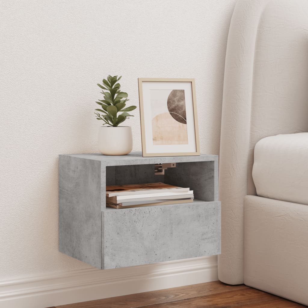 væghængt tv-bord 40x30x30 cm konstrueret træ betongrå