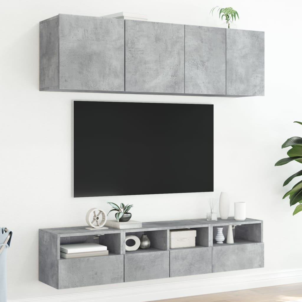 væghængt tv-bord 40x30x30 cm konstrueret træ betongrå