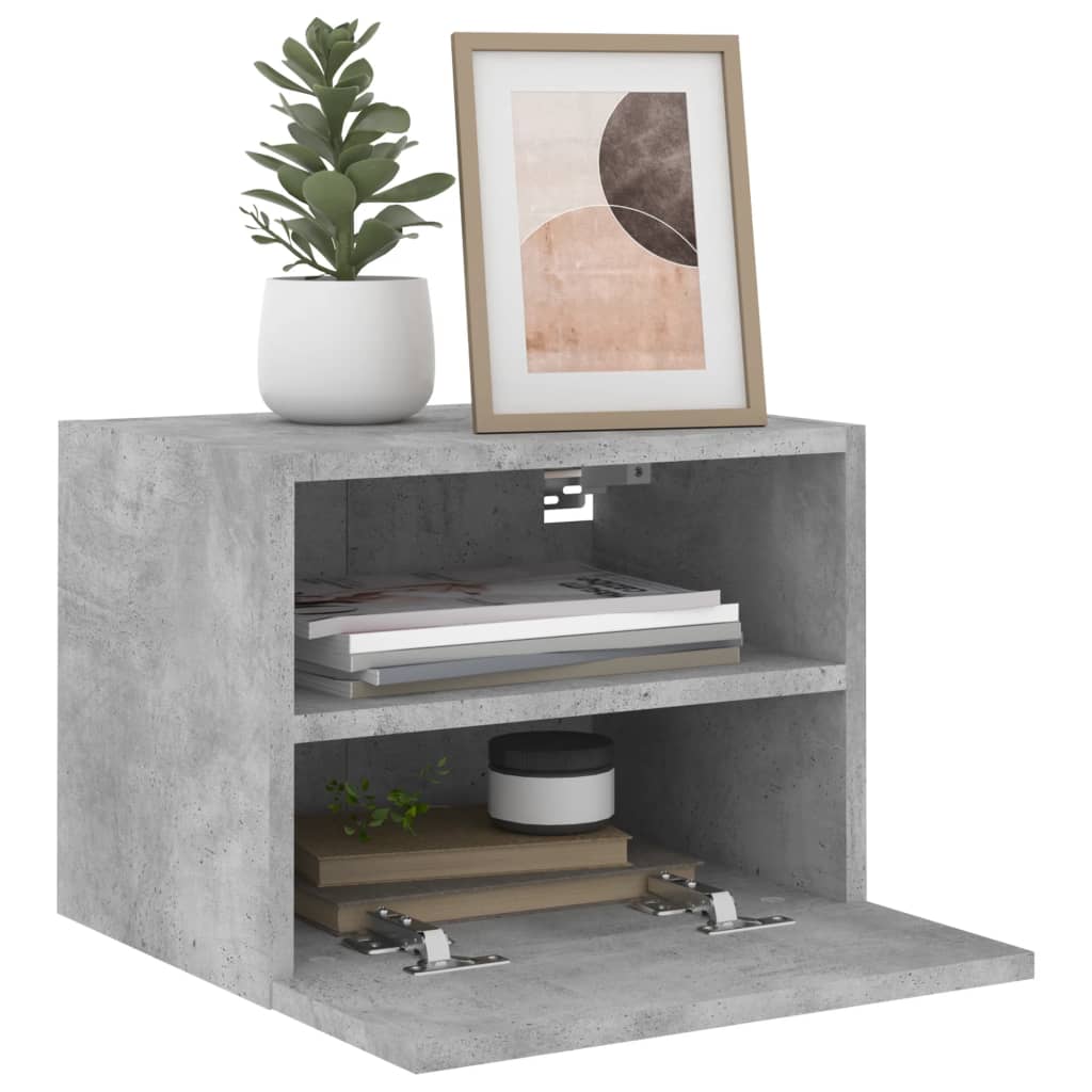 væghængt tv-bord 40x30x30 cm konstrueret træ betongrå