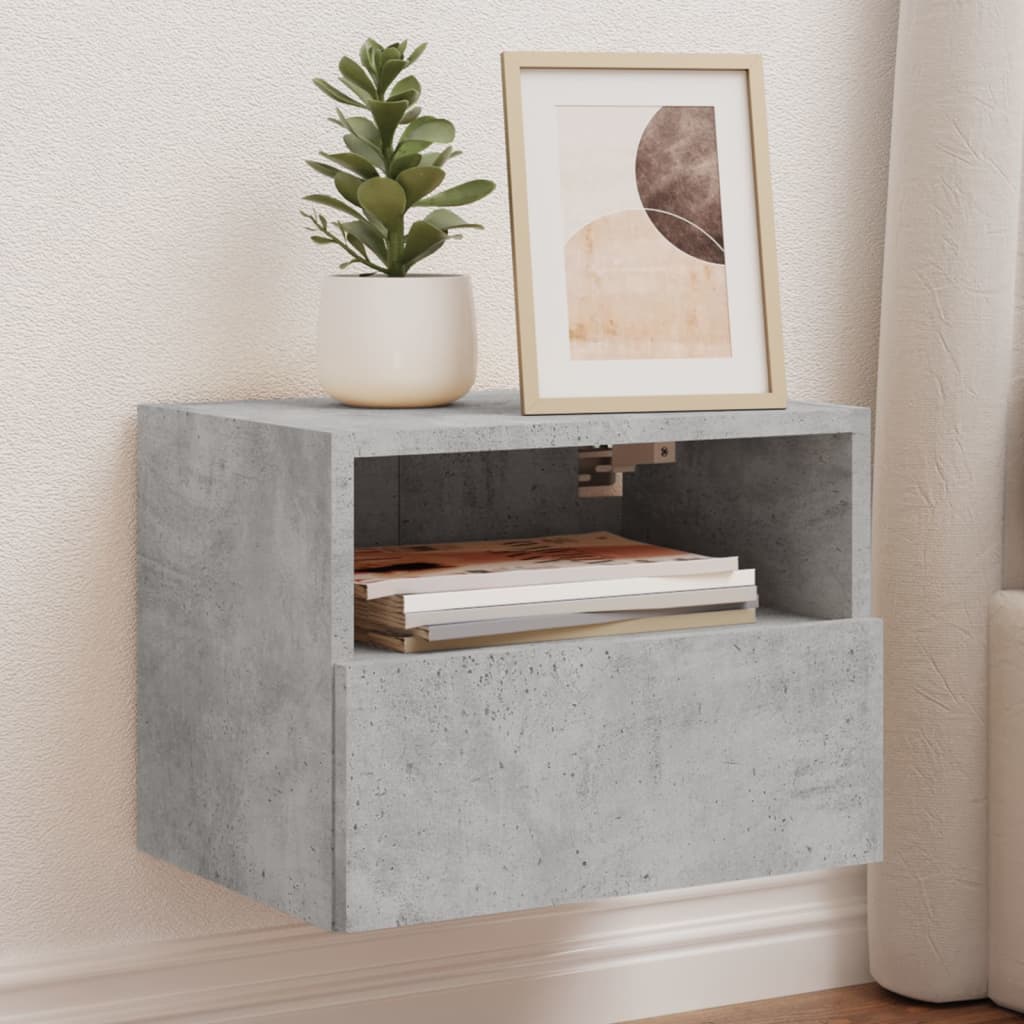væghængte tv-borde 2 stk. 40x30x30 cm konstrueret træ betongrå