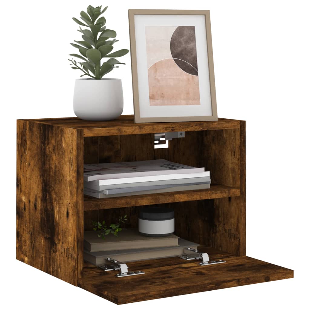 væghængt tv-bord 40x30x30 cm konstrueret træ røget sonoma-eg