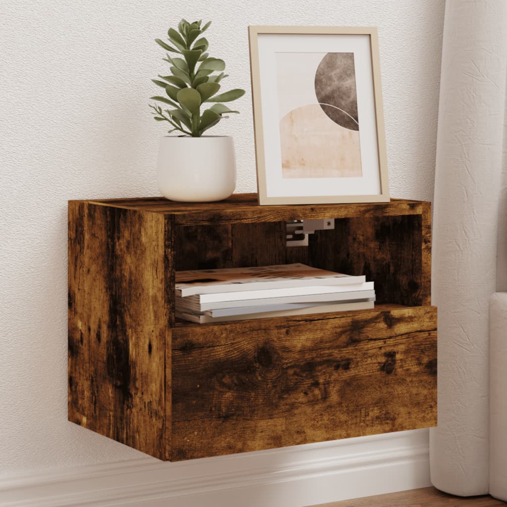 væghængt tv-bord 40x30x30 cm konstrueret træ røget sonoma-eg