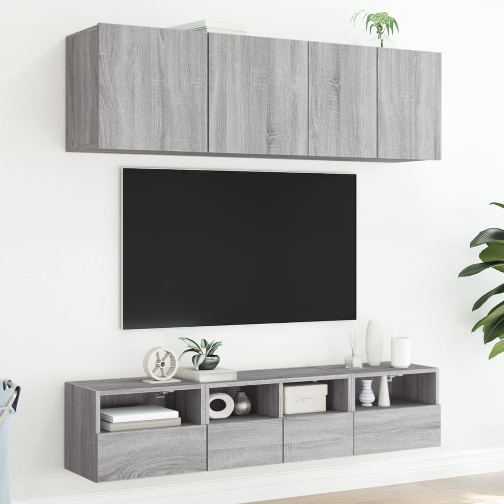 væghængt tv-bord 40x30x30 cm konstrueret træ grå sonoma-eg