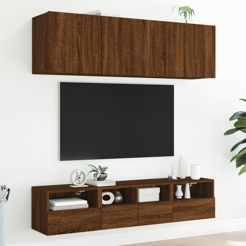 væghængt tv-bord 40x30x30 cm konstrueret træ røget brunt eg