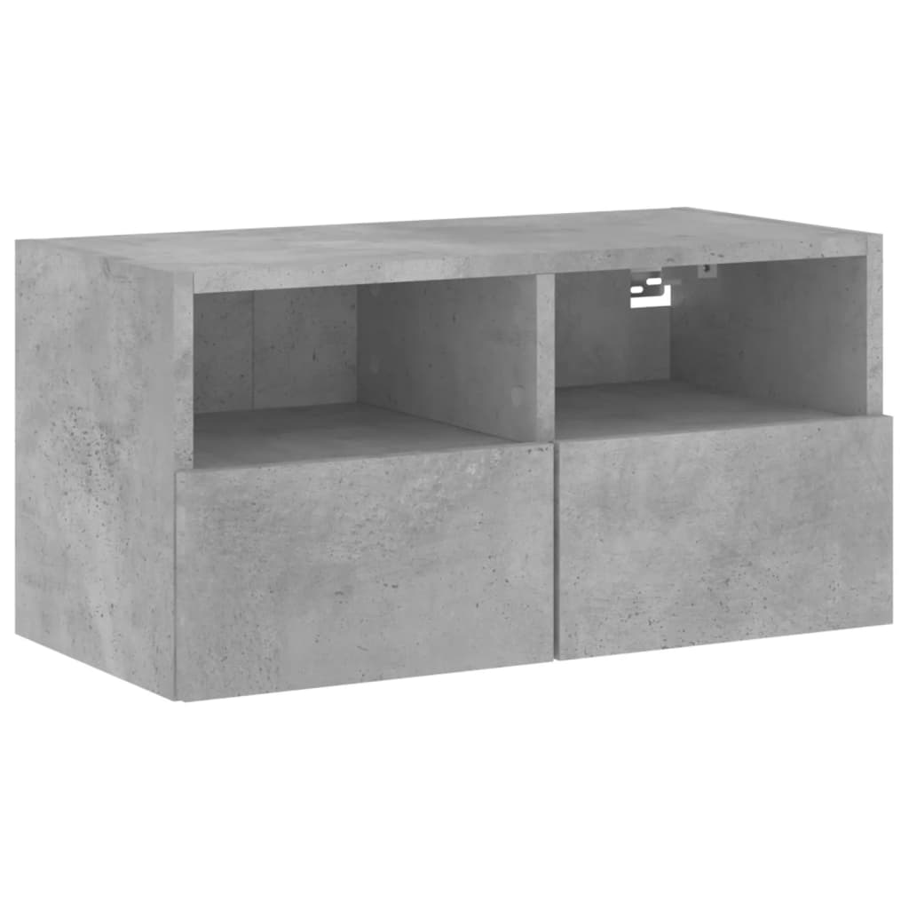 væghængt tv-bord 60x30x30 cm konstrueret træ betongrå