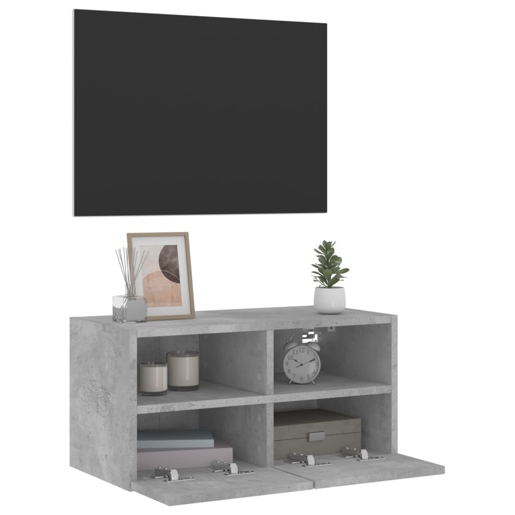 væghængt tv-bord 60x30x30 cm konstrueret træ betongrå