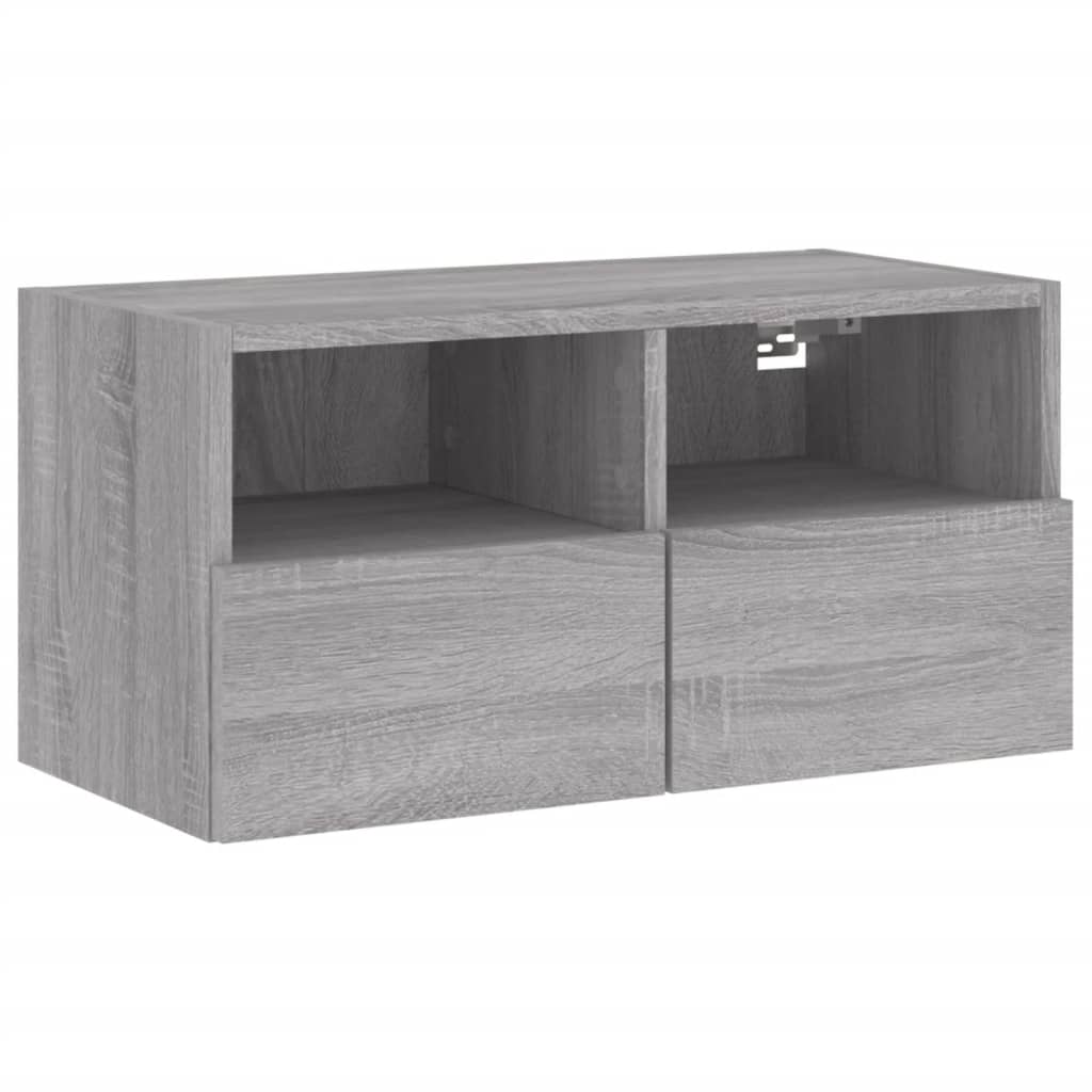 væghængt tv-bord 60x30x30 cm konstrueret træ grå sonoma-eg