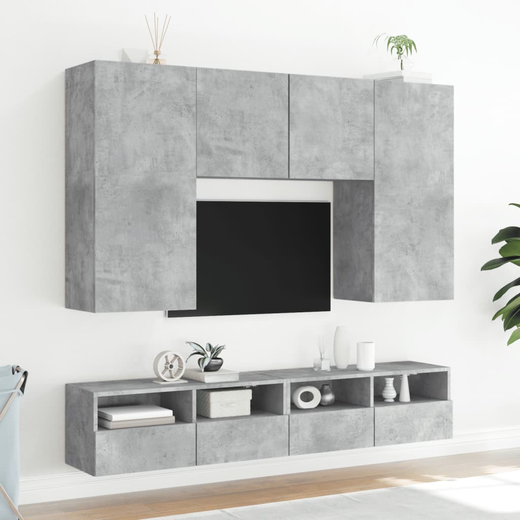 væghængte tv-borde 2 stk. 80x30x30 cm konstrueret træ betongrå
