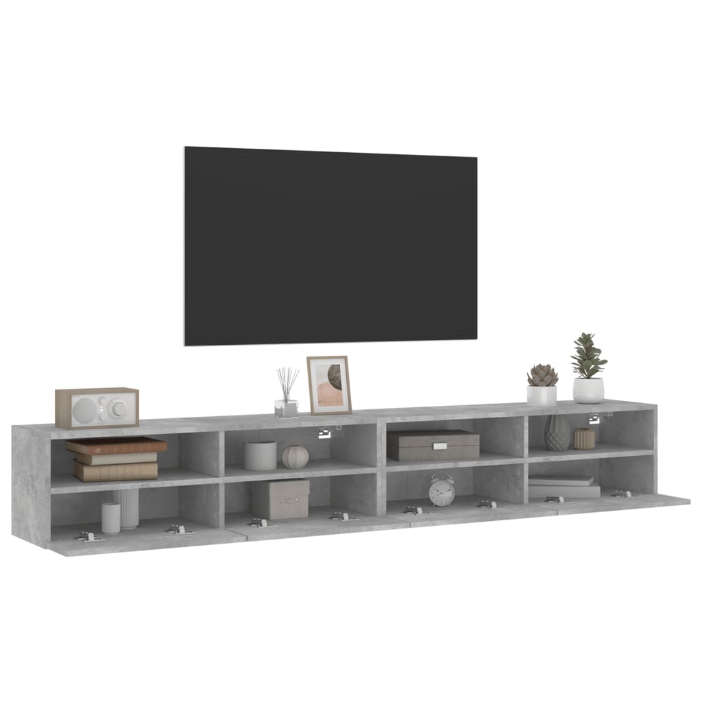 væghængte tv-borde 2 stk. 100x30x30 cm konstrueret træ betongrå