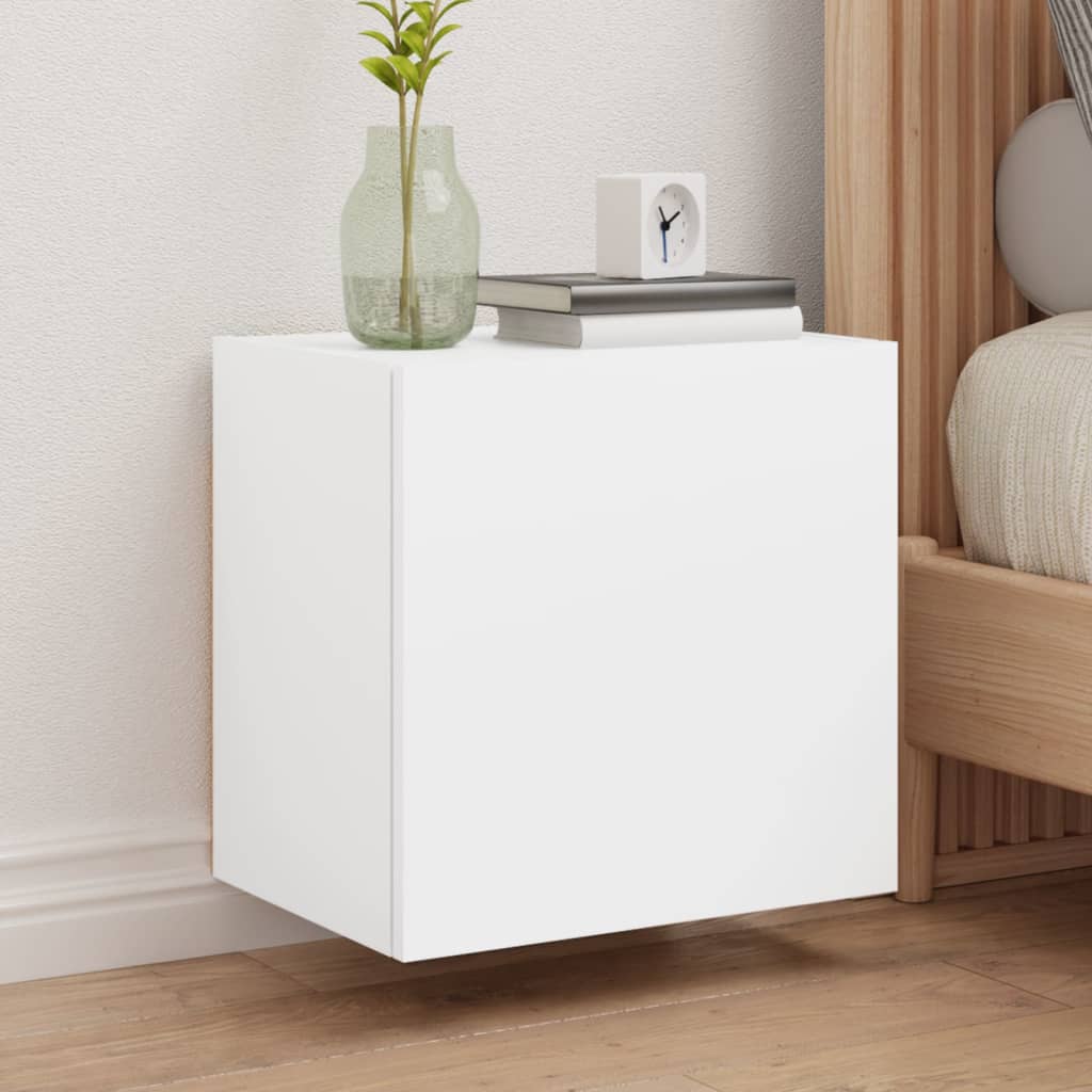væghængte tv-borde 2 stk. 40,5x30x40 cm konstrueret træ hvid