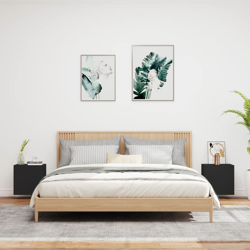 væghængte tv-borde 2 stk. 40,5x30x40 cm konstrueret træ sort