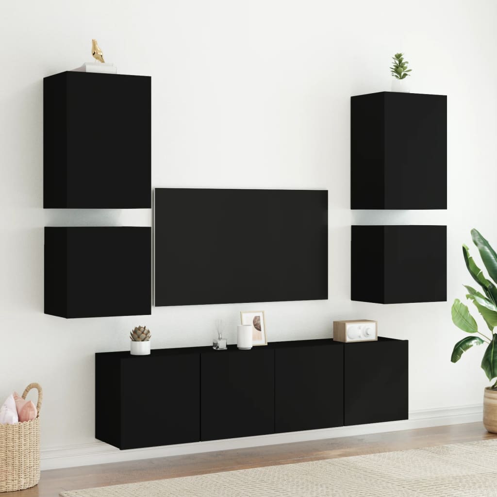 væghængte tv-borde 2 stk. 40,5x30x40 cm konstrueret træ sort