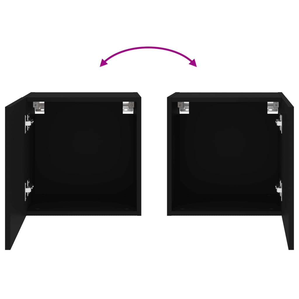 væghængte tv-borde 2 stk. 40,5x30x40 cm konstrueret træ sort