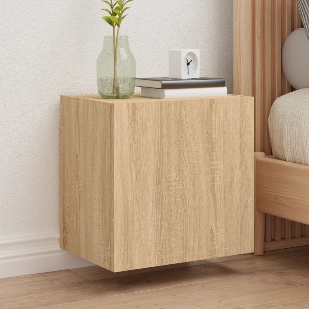 væghængt tv-bord 40,5x30x40 cm konstrueret træ sonoma-eg