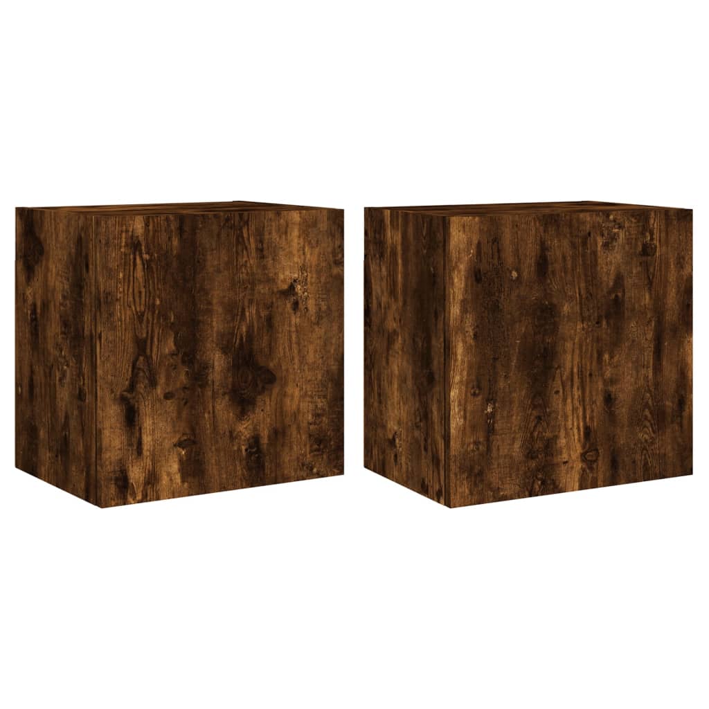 tv-borde til væg 2 stk. 40,5x30x40 cm konstrueret træ røget eg