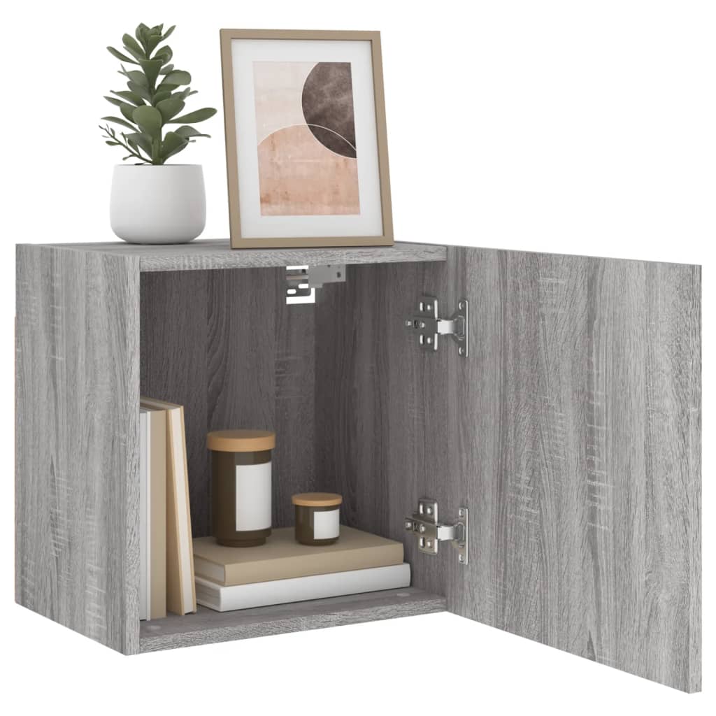 tv-bord til væg 2 stk. 40,5x30x40 cm konstrueret træ grå sonoma