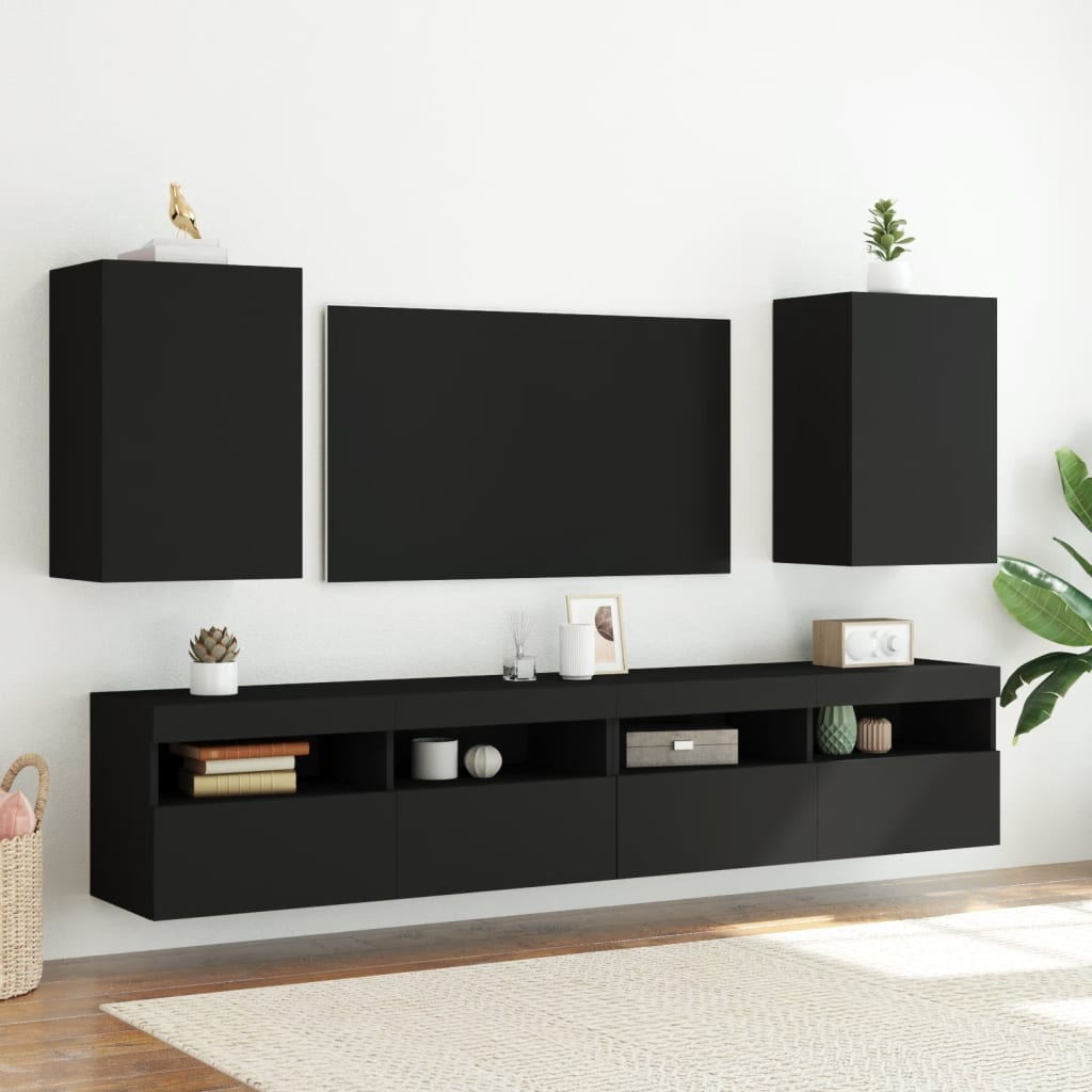 væghængt tv-bord 40,5x30x60 cm konstrueret træ sort