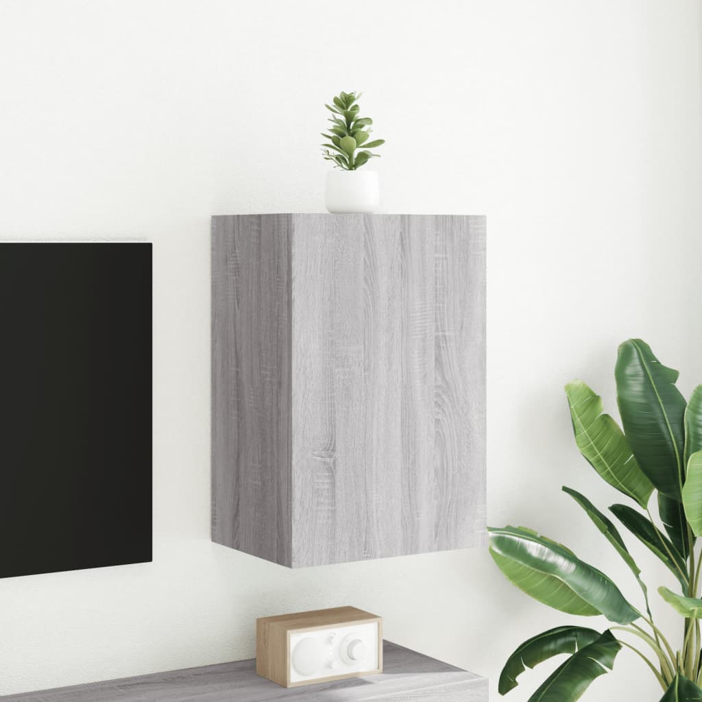 væghængt tv-bord 40,5x30x60 cm konstrueret træ grå sonoma-eg