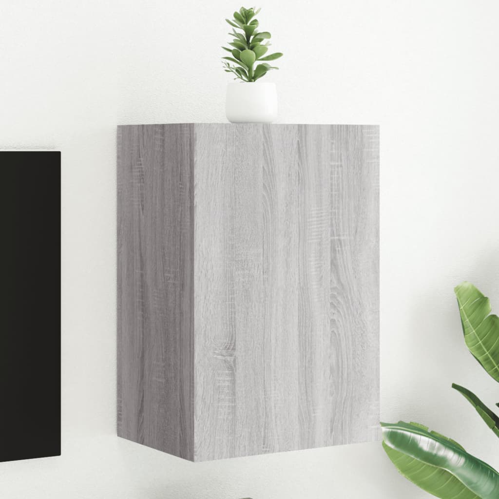 væghængt tv-bord 40,5x30x60 cm konstrueret træ grå sonoma-eg