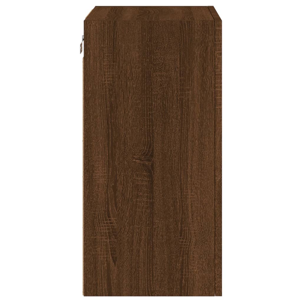 væghængt tv-bord 40,5x30x60 cm konstrueret træ brunt egetræ