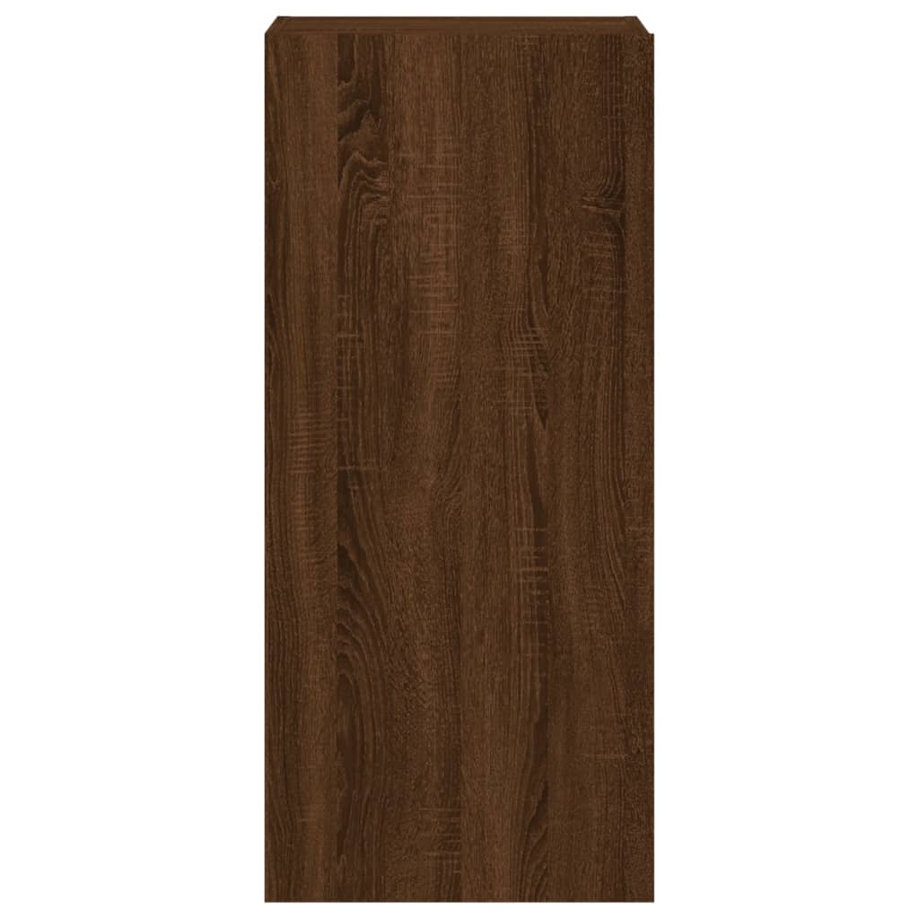 væghængt tv-bord 40,5x30x90 cm konstrueret træ brunt egetræ