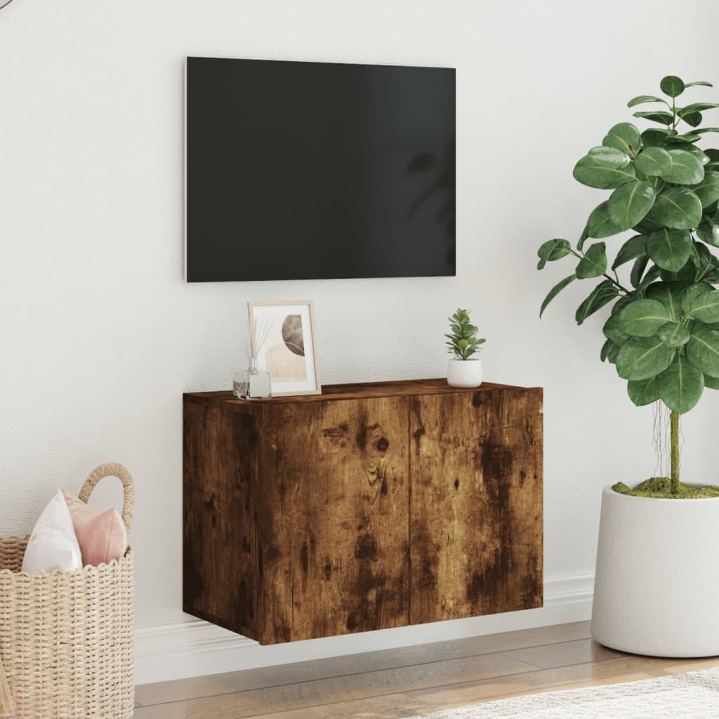 væghængt tv-bord 60x30x41 cm røget egetræsfarve