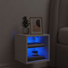 væghængt tv-bord med LED-lys 30x28,5x30 cm hvid