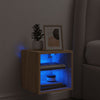 væghængt tv-bord med LED-lys 30x28,5x30 cm sonoma-eg