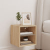 væghængt tv-bord med LED-lys 30x28,5x30 cm sonoma-eg