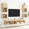væghængt tv-bord med LED-lys 30x28,5x30 cm sonoma-eg