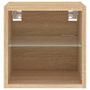 væghængt tv-bord med LED-lys 30x28,5x30 cm sonoma-eg