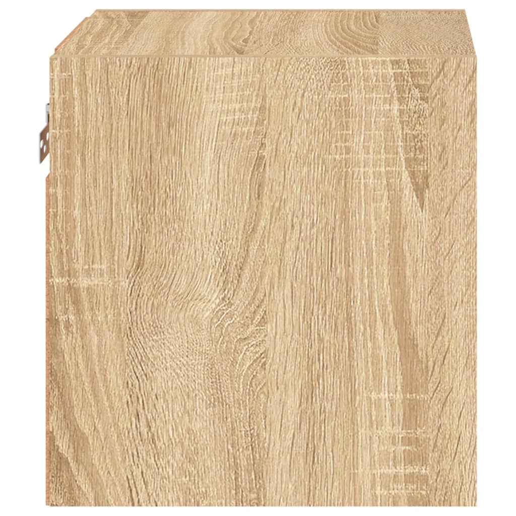 væghængt tv-bord med LED-lys 30x28,5x30 cm sonoma-eg
