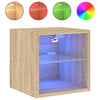 væghængte tv-borde 2 stk. med LED-lys 30x28,5x30 cm sonoma-eg