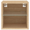 væghængte tv-borde 2 stk. med LED-lys 30x28,5x30 cm sonoma-eg