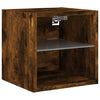 væghængte tv-borde 2 stk. med LED-lys 30x28,5x30 cm røget eg