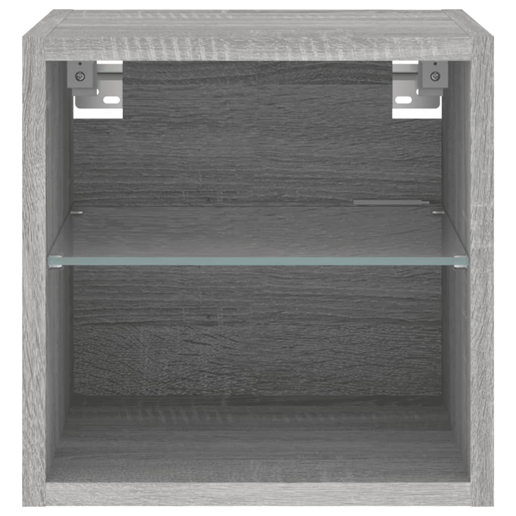 væghængt tv-bord med LED-lys 30x28,5x30 cm grå sonoma-eg