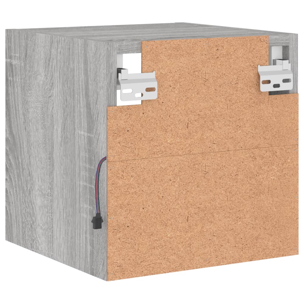 væghængt tv-bord med LED-lys 30x28,5x30 cm grå sonoma-eg