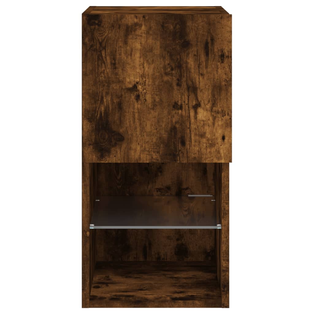 tv-bord med LED-lys 30,5x30x60 cm røget egetræsfarve