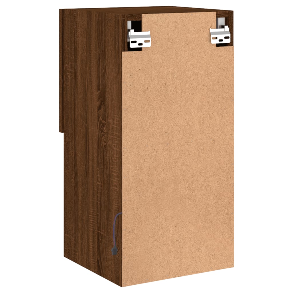 tv-bord med LED-lys 30,5x30x60 cm brun egetræsfarve