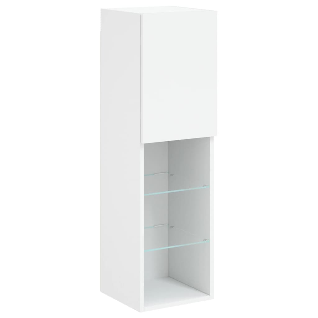 tv-borde 2 stk. med LED-lys 30,5x30x102 cm hvid