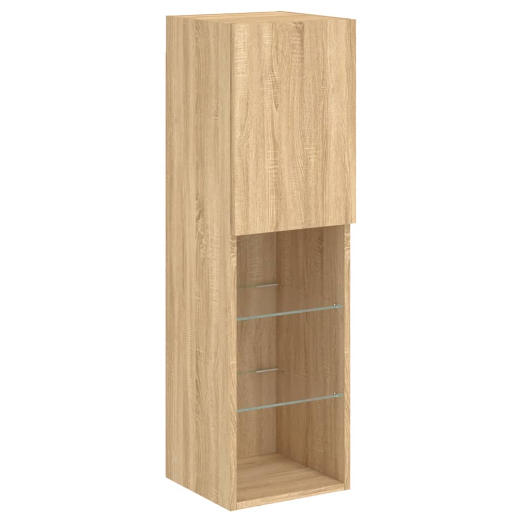 tv-bord med LED-lys 30,5x30x102 cm sonoma-eg