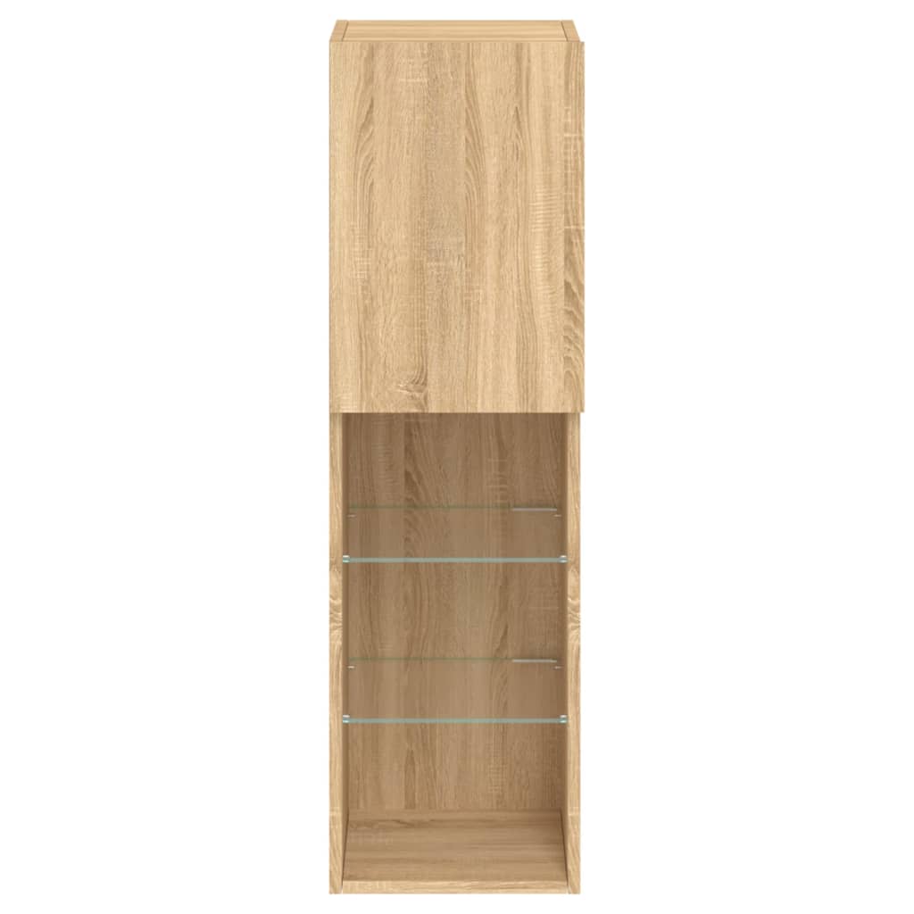 tv-bord med LED-lys 30,5x30x102 cm sonoma-eg