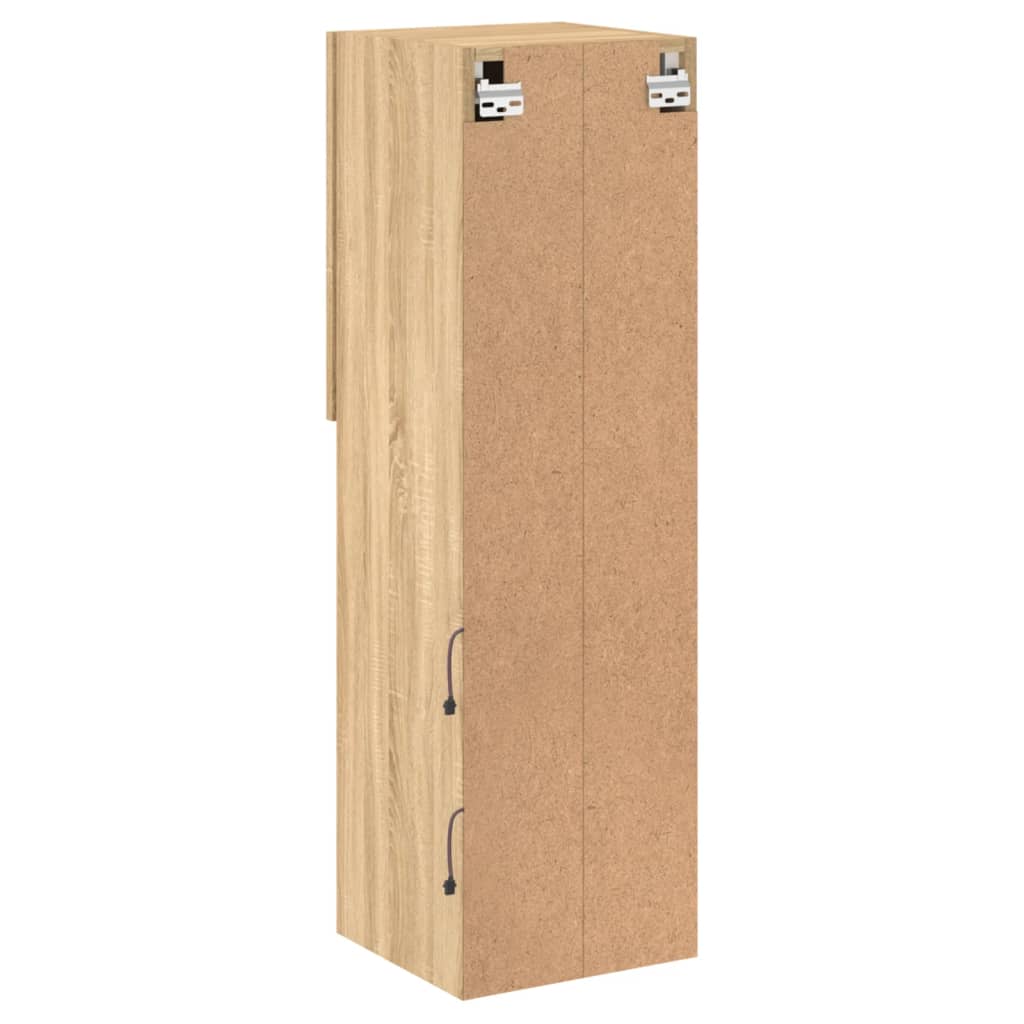 tv-bord med LED-lys 30,5x30x102 cm sonoma-eg