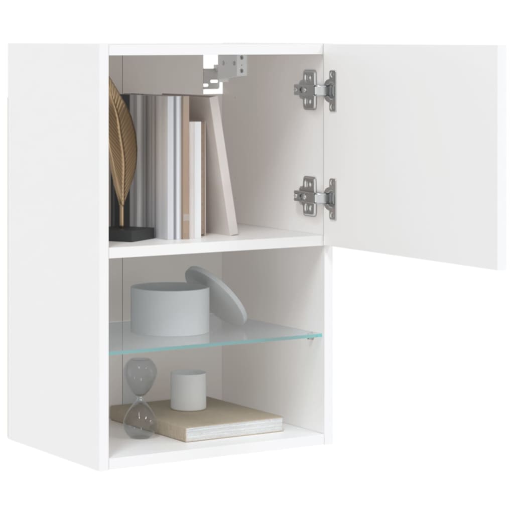 tv-bord med LED-lys 40,5x30x60 cm hvid