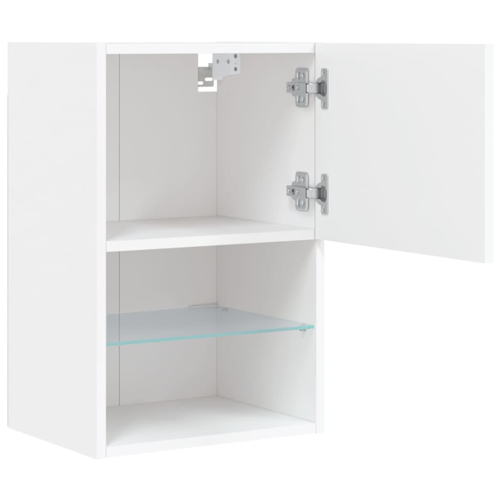 tv-bord med LED-lys 40,5x30x60 cm hvid