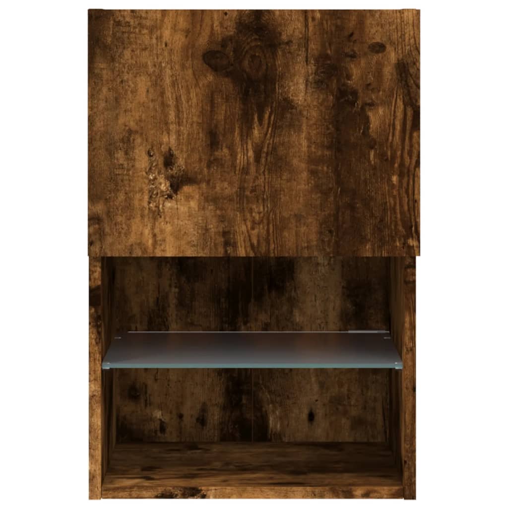 tv-bord med LED-lys 40,5x30x60 cm røget egetræsfarve
