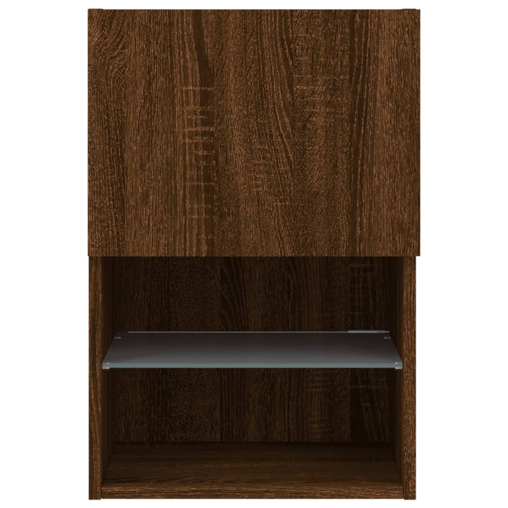 tv-borde med LED-lys 2 stk. 40,5x30x60 cm brun egetræsfarve