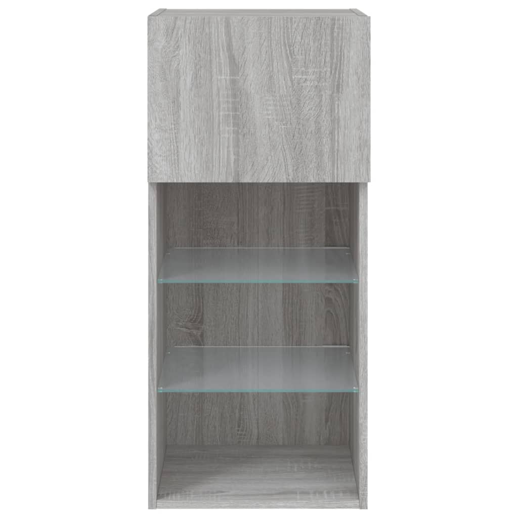 tv-borde 2 stk. med LED-lys 40,5x30x90 cm grå sonoma-eg