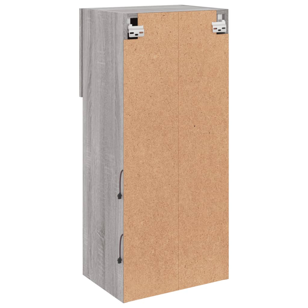 tv-borde 2 stk. med LED-lys 40,5x30x90 cm grå sonoma-eg